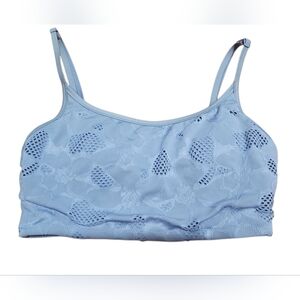 Aerie Jacquard Longline Scoop Bikini Top Light Blue‎ Size Small